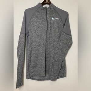 Nike Gray Quarter Zip Long Sleeve Pullover (Size M)